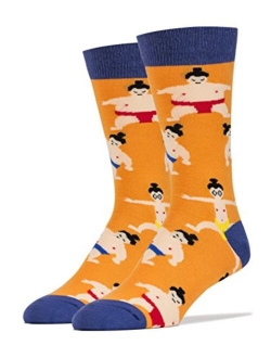 Oooh Yeah Men's Novelty Crew Socks, Funny Crazy Silly Casual Dress Cotton Socks