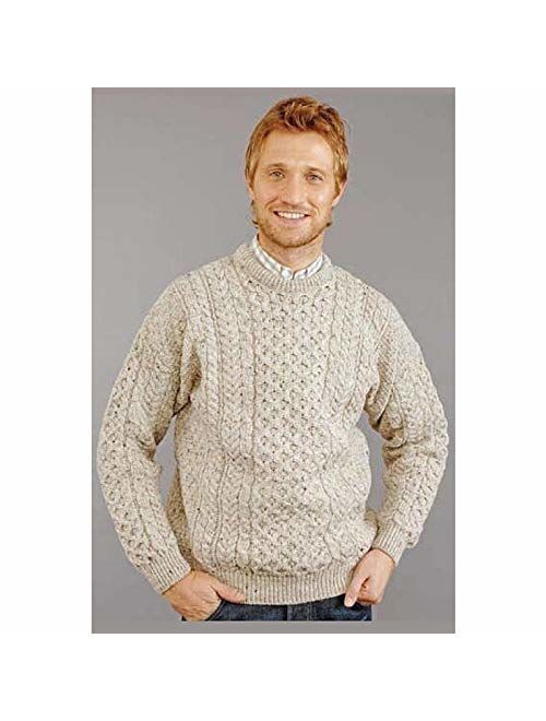 Traditional Wool Crew Neck Aran Sweater