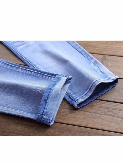 Lavnis Men's Vintage Casual Ripped Slim fit Denim Jeans