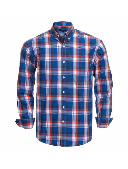 Double Pump Mens Button Down Shirts Long Sleeve 100% Cotton Regular Fit Button Down Shirts for Men