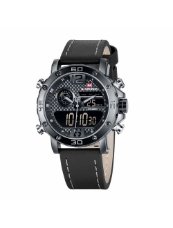 Mens Waterproof Sports Digital Leather Band Wrist Watch Multi-Function Display Backlight Watches