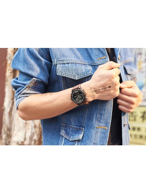 Mens Waterproof Sports Digital Leather Band Wrist Watch Multi-Function Display Backlight Watches