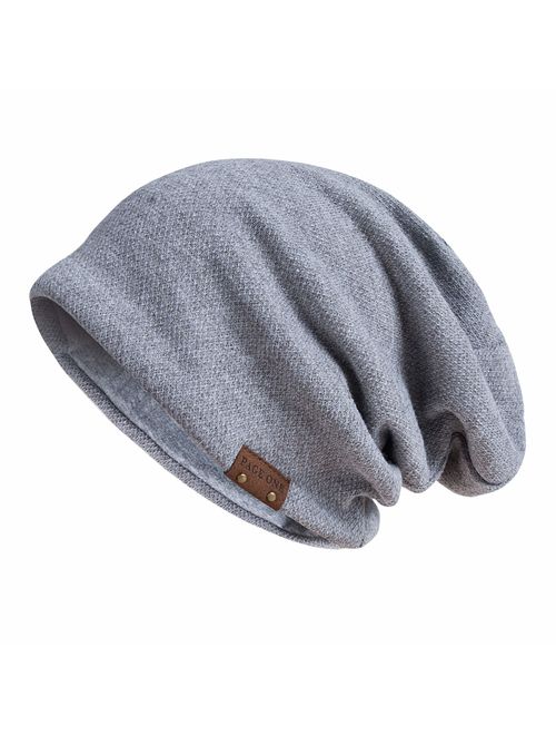 PAGE ONE Mens Slouchy Beanie Winter Warm Comfortable Cozy Skull Cap Chunky Baggy Oversized Hat