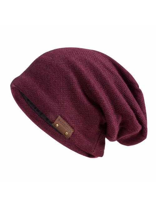 PAGE ONE Mens Slouchy Beanie Winter Warm Comfortable Cozy Skull Cap Chunky Baggy Oversized Hat