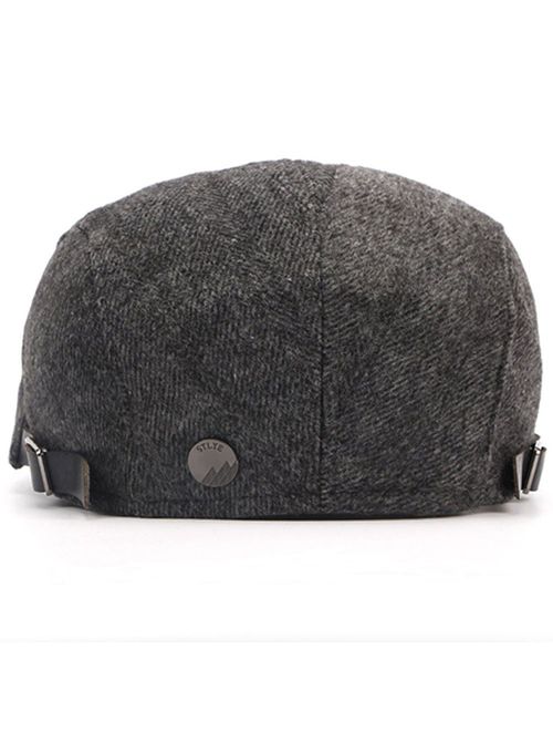 ALL IN ONE CART 2 Pack Men's Warm Wool Tweed Blend Newsboy Flat Cap Ivy Cabbie Driving Winter Hat