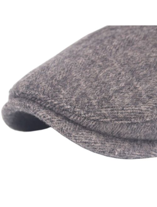 ALL IN ONE CART 2 Pack Men's Warm Wool Tweed Blend Newsboy Flat Cap Ivy Cabbie Driving Winter Hat