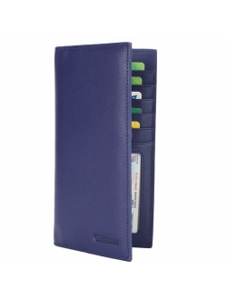 Slim Leather ID/Credit Card Holder Long Wallet with RFID Blocking