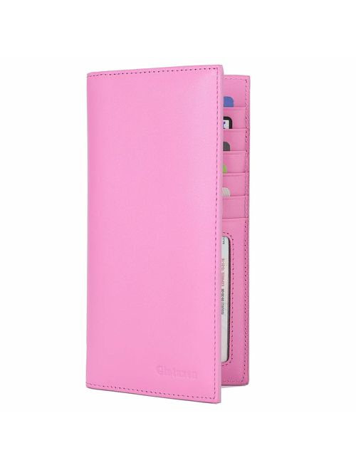 Slim Leather ID/Credit Card Holder Long Wallet with RFID Blocking