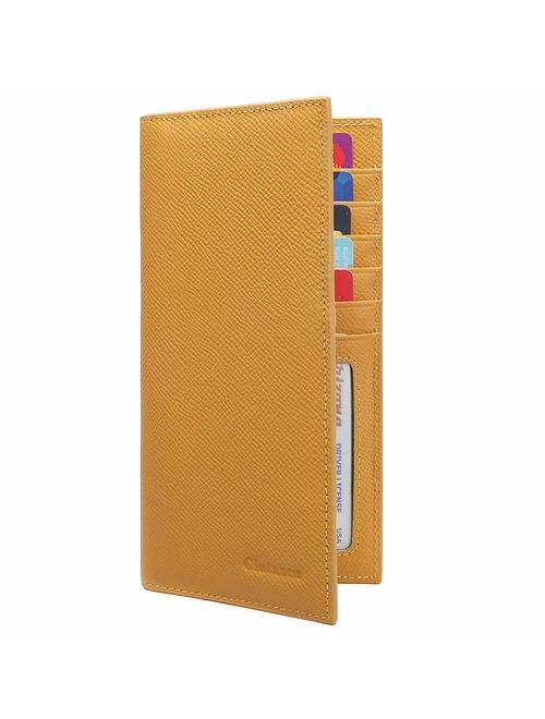 Slim Leather ID/Credit Card Holder Long Wallet with RFID Blocking