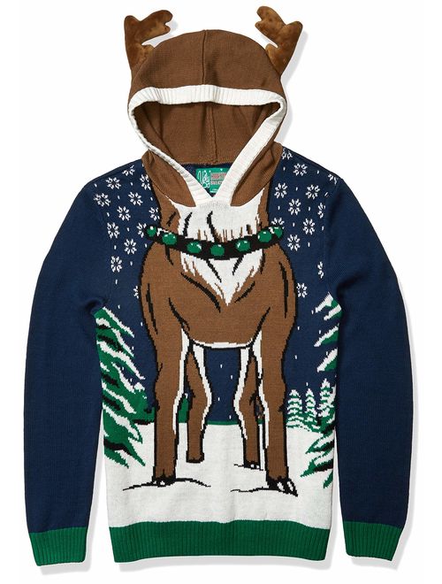 Ugly Christmas Sweater Men's Reindeer Hooded