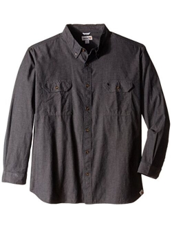 Men's Long-Sleeve Lightweight Chambray Button-Front Relaxed-Fit Shirt S202