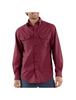 Men's Long-Sleeve Lightweight Chambray Button-Front Relaxed-Fit Shirt S202