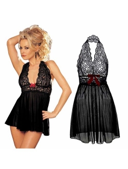 COSWE Plus Size Lace Top Babydoll Lingerie for Women