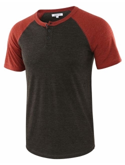 Vetemin Men's Casual Short Sleeve Raglan Henley T-Shirts Baseball Shirts Tee