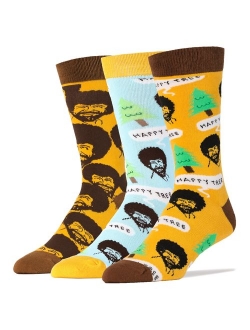 OoohYeah Men's Bob Ross Novelty Funny Socks Christmas