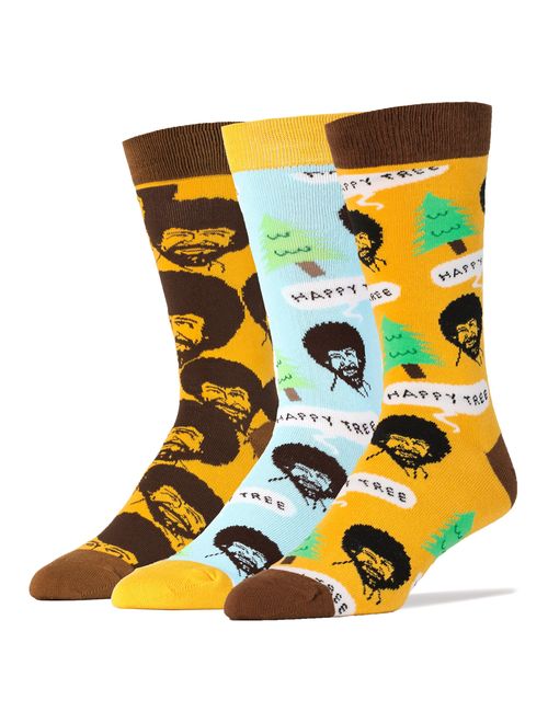 OoohYeah Men's Bob Ross Novelty Funny Socks Christmas