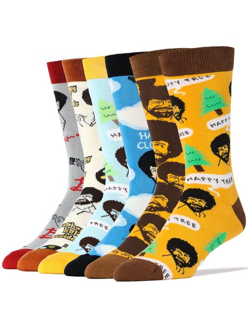 OoohYeah Men's Bob Ross Novelty Funny Socks Christmas