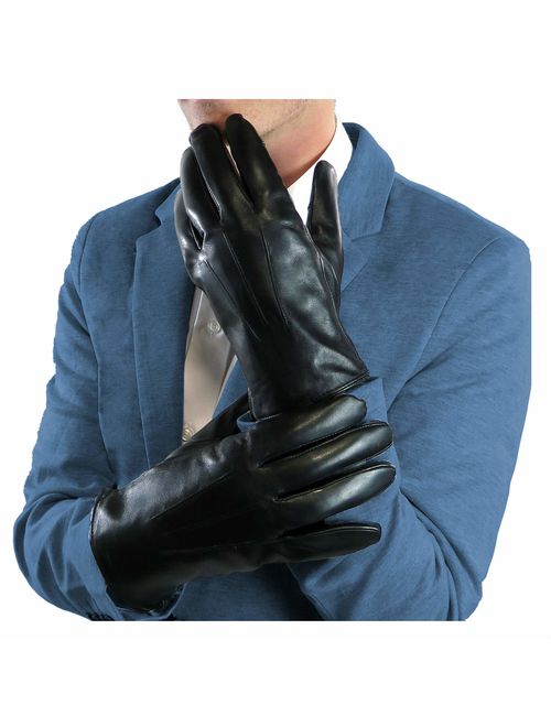 Buy Debra Weitzner Men S Leather Gloves Black Driving Gloves Thinsulate Fur Cashmere Lined