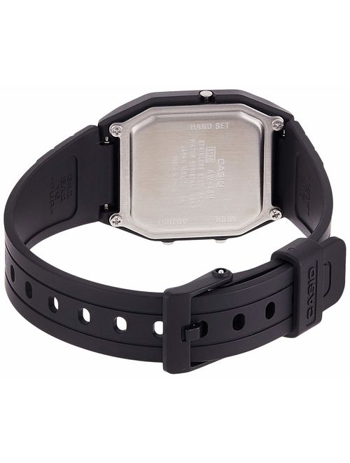 Casio Quartz Resin Sport Watch, Color:Black (Model: AW48HE-9AV)