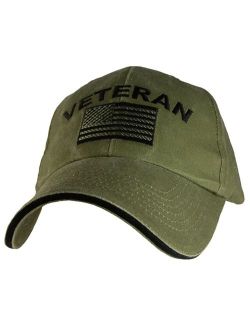 Eagle Crest Military Veteran U.S. Flag Cap, Green, Adjustable