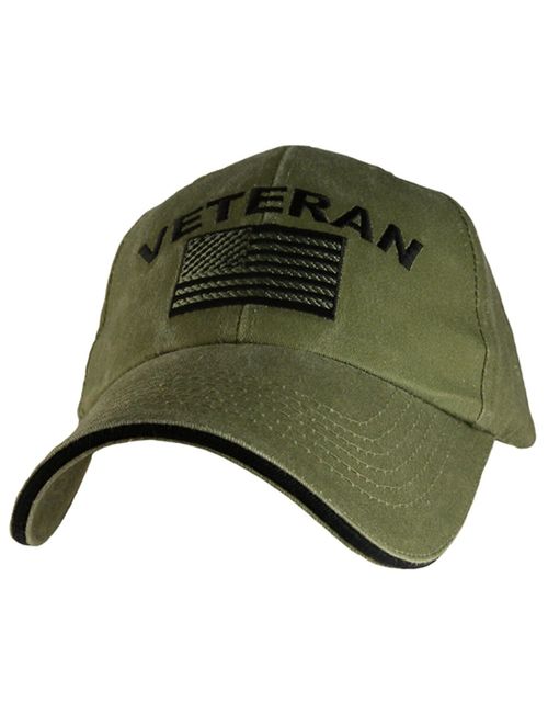 Eagle Crest Military Veteran U.S. Flag Cap, Green, Adjustable