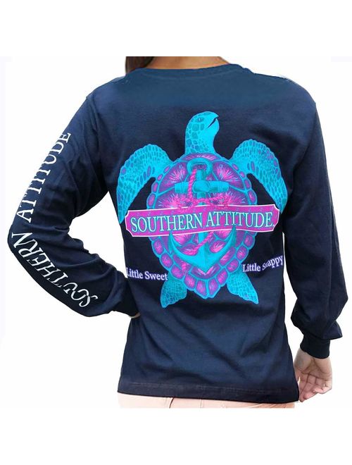 Southern Attitude Snappy Turtle Navy Long Sleeve Shirt