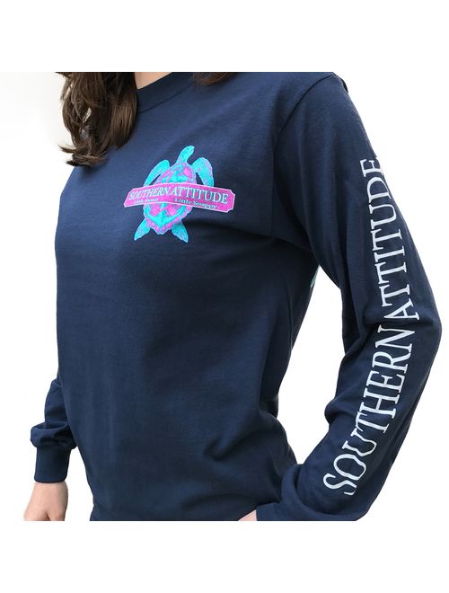 Southern Attitude Snappy Turtle Navy Long Sleeve Shirt