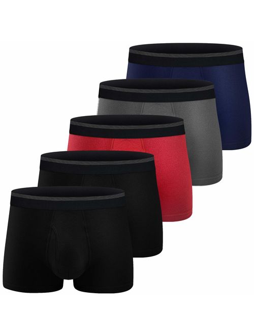 CSYER Mens Boxer Briefs Underwear Comfortable Cotton Breathable Tagless Short Leg Boxers Brief for Men Boys 5 Pack