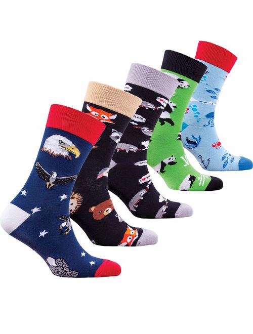 Socks n Socks-Mens 5pair Luxury Colorful Cotton Fun Novelty Dress Socks Gift Box