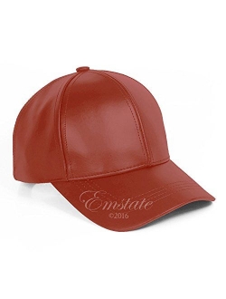 Emstate Genuine Cowhide Leather Adjustable Baseball Cap Made in USA