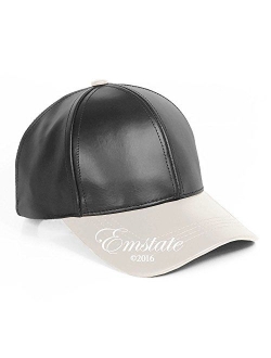 Emstate Genuine Cowhide Leather Adjustable Baseball Cap Made in USA