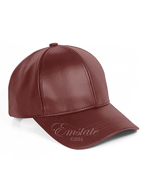 Emstate Genuine Cowhide Leather Adjustable Baseball Cap Made in USA