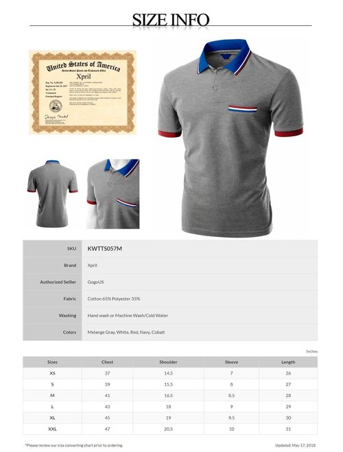 Xpril Men's Color Effect Collar Short Sleeve Polo T Shirt