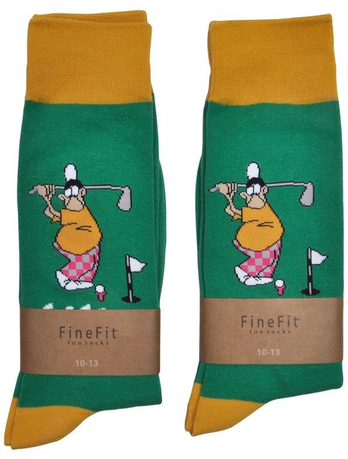 Fine Fit Mens Novelty Print Socks | 2 Pair Set | Trouser Socks | Casual | Crew