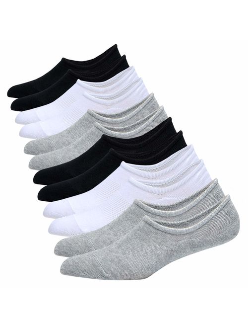 Jormatt Mens Cotton Low Cut No Show Socks With Non Slip Grips, 6 Pairs