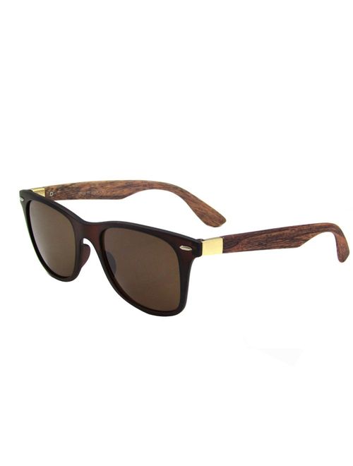 MAXJULI Mens Womens Fashion Wood Bamboo Printed Wrap 52MM Sunglasses 4195WN