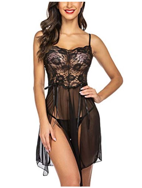 Avidlove Women Lace Lingerie Babydoll Dress Strap Chemise Sleepwear Sexy Nighty S-XXL