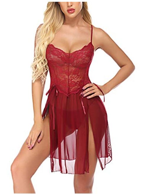 Avidlove Women Lace Lingerie Babydoll Dress Strap Chemise Sleepwear Sexy Nighty S-XXL