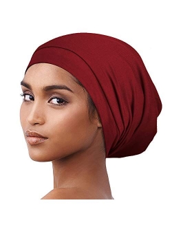 Satin Lined Sleep Cap Slouchy Slap Hat - Soft Elastic Band, Stay All Night