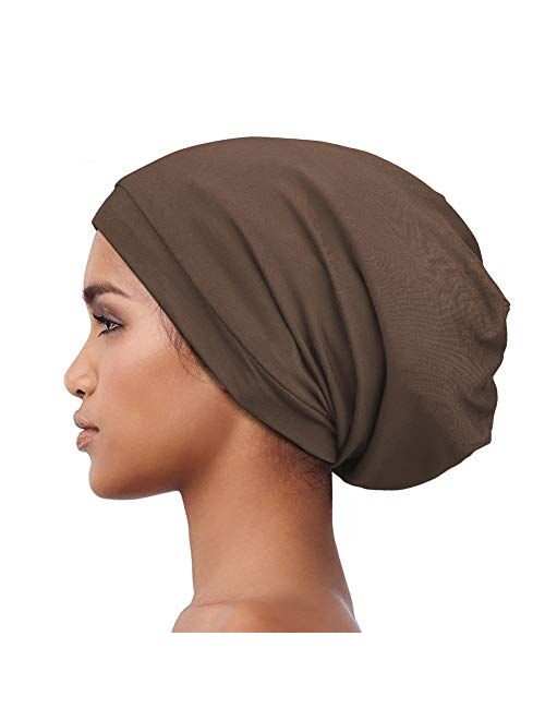 Satin Lined Sleep Cap Slouchy Slap Hat - Soft Elastic Band, Stay All Night