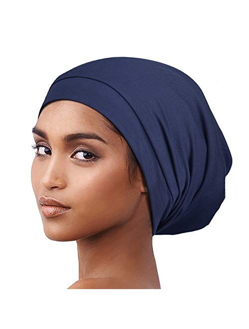 Satin Lined Sleep Cap Slouchy Slap Hat - Soft Elastic Band, Stay All Night