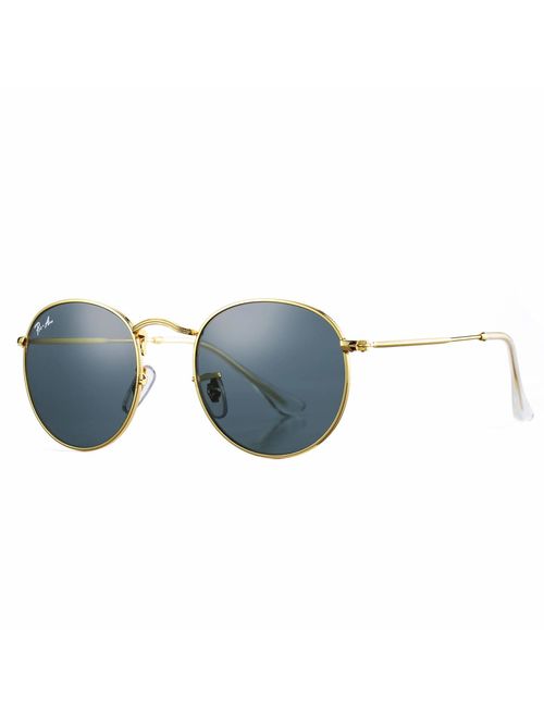 Pro Acme PA3447 Classic Crystal Glass Lens Retro Round Metal Sunglasses,50mm