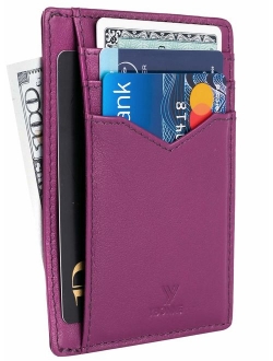 YBONNE Minimalist Front Pocket Wallet for Men and Women, RFID Blocking Thin Card Holder, Made of Finest Genuine Leather