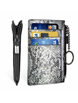 Slim Minimalist Wallet RFID Front Pocket Credit Card Holder for Men & Women Leather Wallet with Keychain