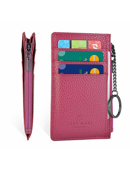 Slim Minimalist Wallet RFID Front Pocket Credit Card Holder for Men & Women Leather Wallet with Keychain