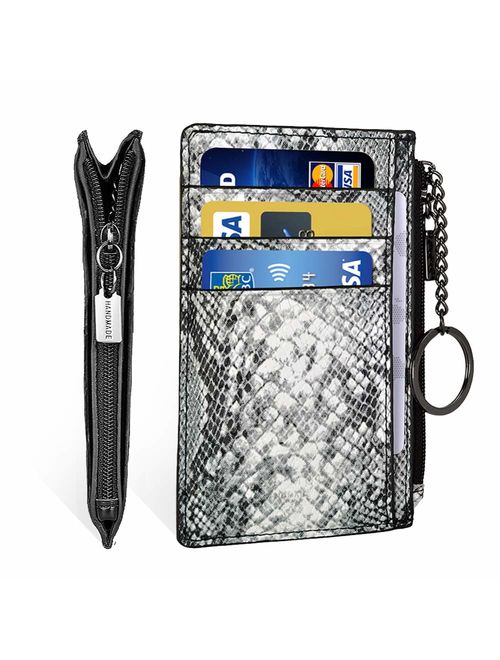 Slim Minimalist Wallet RFID Front Pocket Credit Card Holder for Men & Women Leather Wallet with Keychain