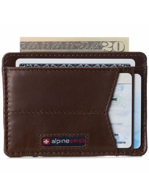 Alpine Swiss RFID Minimalist Oliver Front Pocket Wallet For Men Leather Comes in a Gift Box