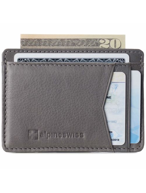 Alpine Swiss RFID Minimalist Oliver Front Pocket Wallet For Men Leather Comes in a Gift Box