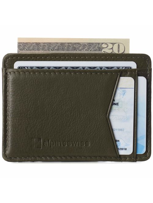 Alpine Swiss RFID Minimalist Oliver Front Pocket Wallet For Men Leather Comes in a Gift Box