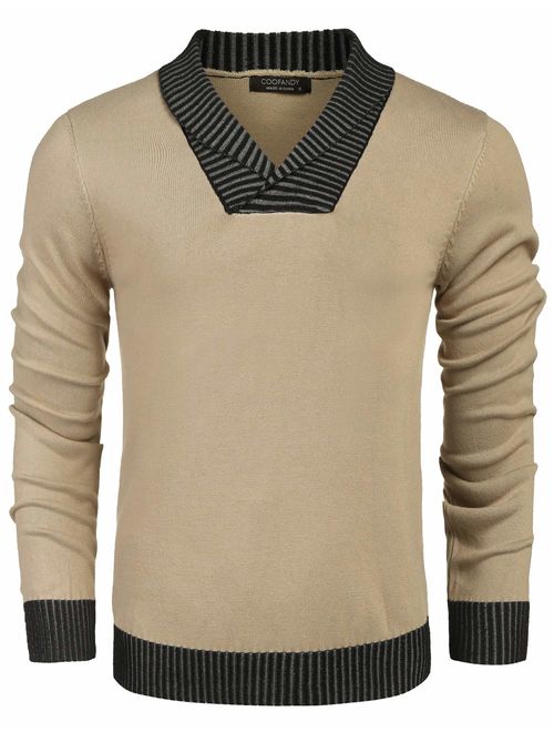 COOFANDY Men's Knitted Sweaters Casual V-Neck Slim Fit Pullover Knitwear